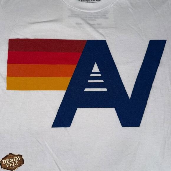 Aviator Nation Cropped AV Logo Graphic Tee White Rainbow T/Shirt Sz S - Picture 11 of 13